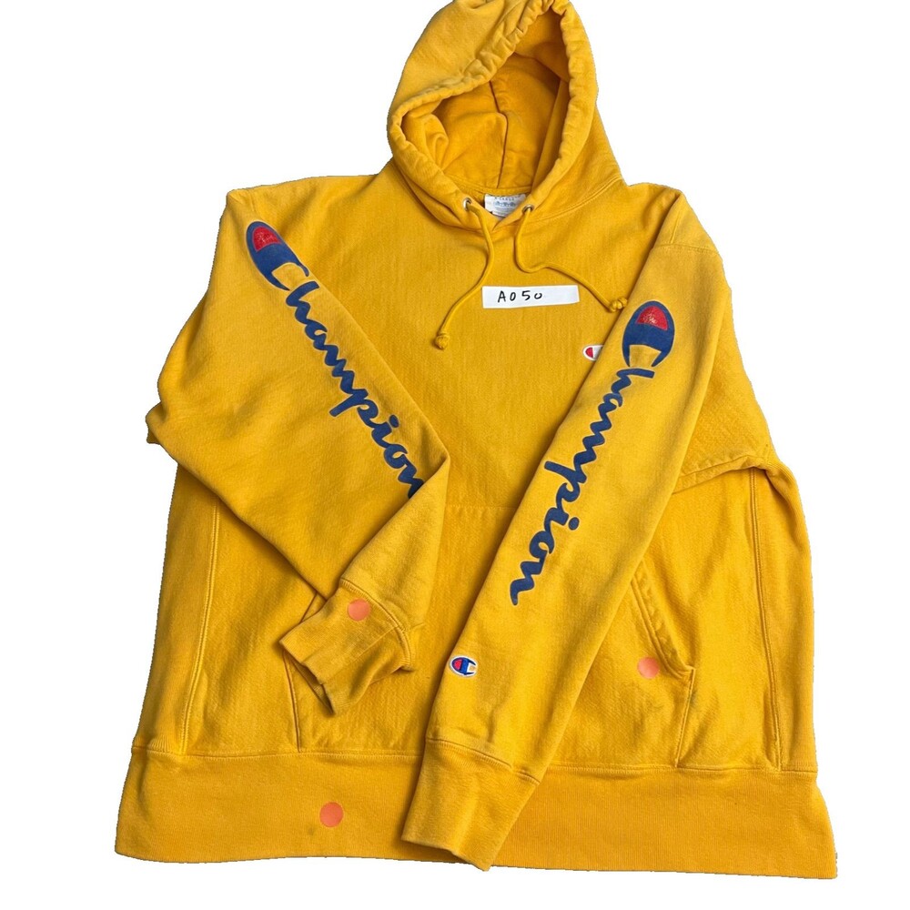Champion Hoodie Mens XL Yellow‎ Reverse Weave Hoodie- Vintage